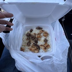 Niobe Japanese Steakhouse - I paid $14 for this and this is all the meat I get. The picture makes it look bigger than it actually is. Also no silverware was added