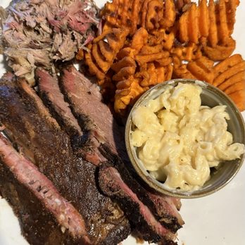 Bite Me BBQ - 3 Meat Combo, sweet potato and mac n cheese - Barbeque Near Me - Wichita, Kansas Bite Me BBQ - 3 Meat Combo, sweet potato and mac n cheese - Barbeque Near Me - Wichita, Kansas