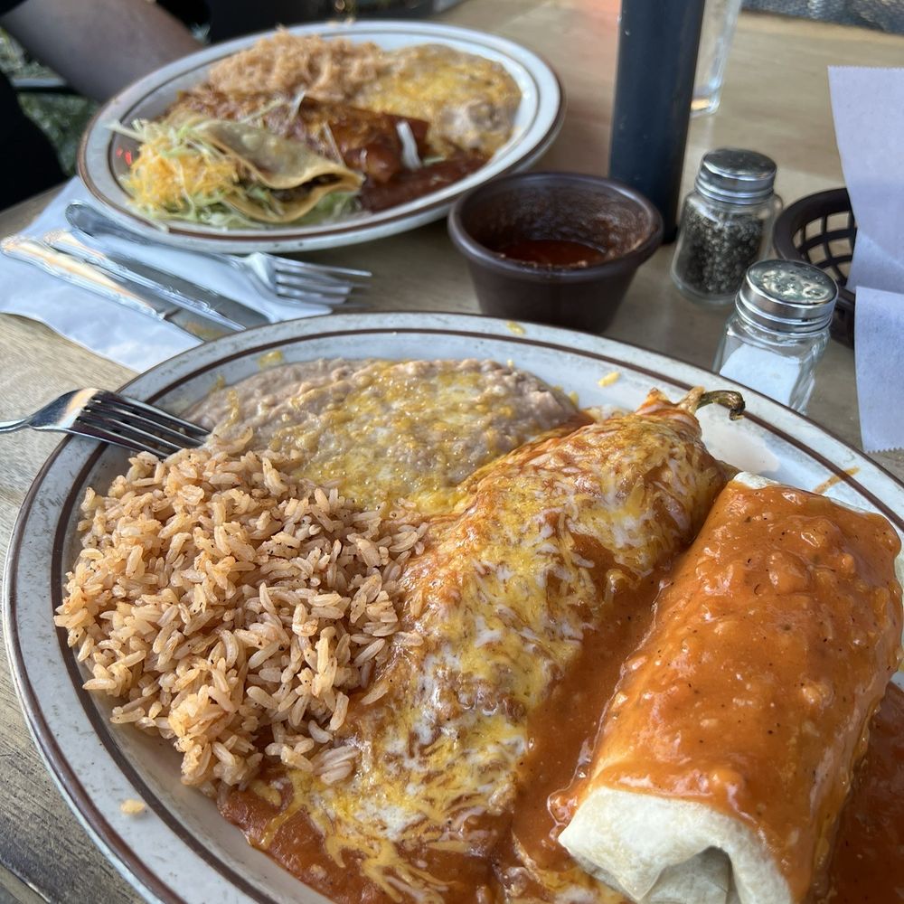 #16 carnitas burrito and chile relleno. Sauce used on the top was creamy and smoky and mild. Loved!