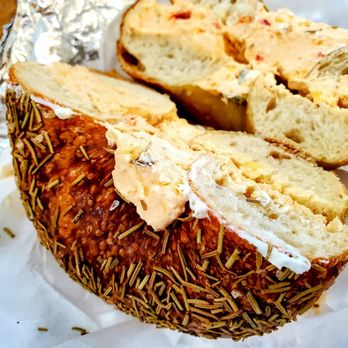 Chewy’s Bagels - Rosemary sea salt with pimento cream cheese - Bagels Near Me - Richmond, Virginia