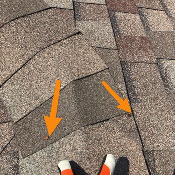 Bulls Eye Inspection - Improperly nailed roofing - can lead to moisture intrusion. - Home Inspectors Near Me Bulls Eye Inspection - Improperly nailed roofing - can lead to moisture intrusion. - Home Inspectors Near Me