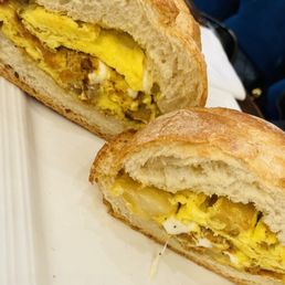 Potato and eggs on a roll Potato and eggs on a roll