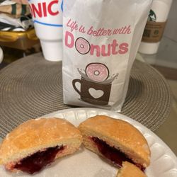 This is the Strawberry Filled Donut from Snowflake Donuts by CVS