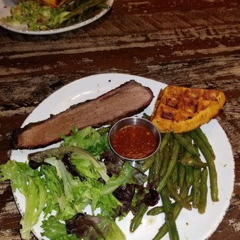 Wolf River Brisket - Brisket meal with green beans and spring salad. - Southern Near Me - Germantown, Tennessee Wolf River Brisket - Brisket meal with green beans and spring salad. - Southern Near Me - Germantown, Tennessee