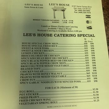 Lee's House Chinese Takeout - Chinese Near Me - San Jose, California