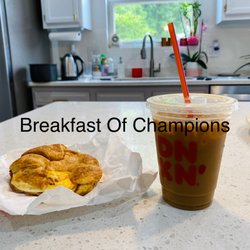 Dunkin' - Egg and Cheese Croissant and Iced Coffee