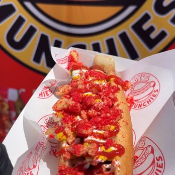 Gaby’s Munchies - Our most popular, Hot Cheeto Dog! Grilled or Raw Onions Optional - Hot Dogs Near Me Gaby’s Munchies - Our most popular, Hot Cheeto Dog! Grilled or Raw Onions Optional - Hot Dogs Near Me