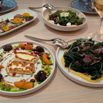 Zaytinya - Horta Salata, Seared Halloumi, beets salad and cold Assyrtiko. - Turkish Near Me - Palo Alto, California