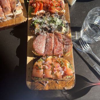 Postino 9CO - Classic bruschetta, mushroom, salami and smoked salmon. - Wine Bars Near Me - Denver, Colorado Postino 9CO - Classic bruschetta, mushroom, salami and smoked salmon. - Wine Bars Near Me - Denver, Colorado