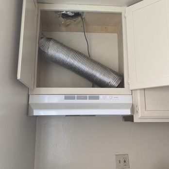 Regency Management - damaged vent. Pretty sure the electric cord is hazardous up there. Haven't used it because it's not even connected - Property Management Near Me - El Monte, California