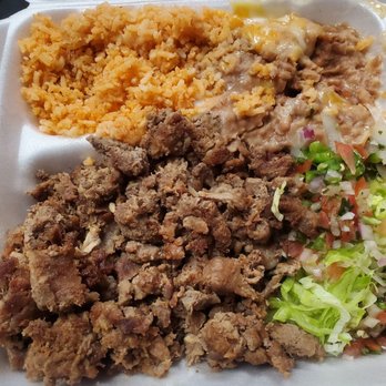 Yellow Basket - Carne asada plate with rice, beans, and pico de gallo. - Burgers Near Me - Carson, California