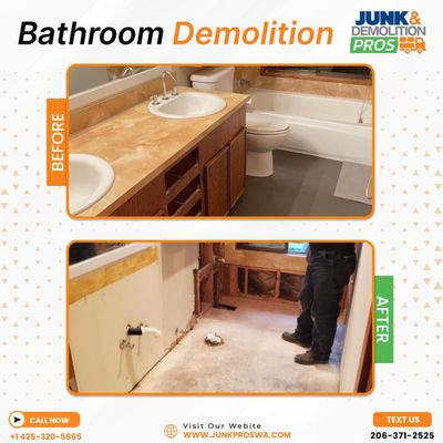 Bath and Kitchen Demolition - We can demo your kitchen, bathroom and more Bath and Kitchen Demolition - We can demo your kitchen, bathroom and more