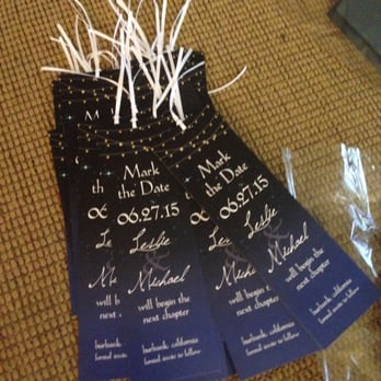 Simply Stated Stationery - My Fiancee is a Librarian, Marcela came up with a theme for save the date with text that said Mark The Date BRILLIANT! - Printing Services Near Me - Burbank, California