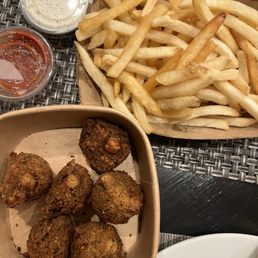Sides: fries and falafels Sides: fries and falafels