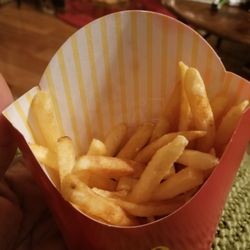 McDonald's - What a joke this was supposed to be a hot large fry. They are even cold and stale. They repeatedly mess up orders.