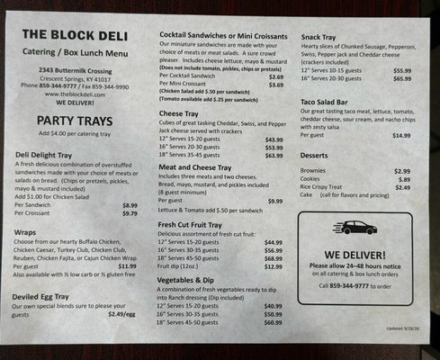 Menu photo 2 The Block Deli Crescent Springs, KY Menu photo 2 The Block Deli Crescent Springs, KY