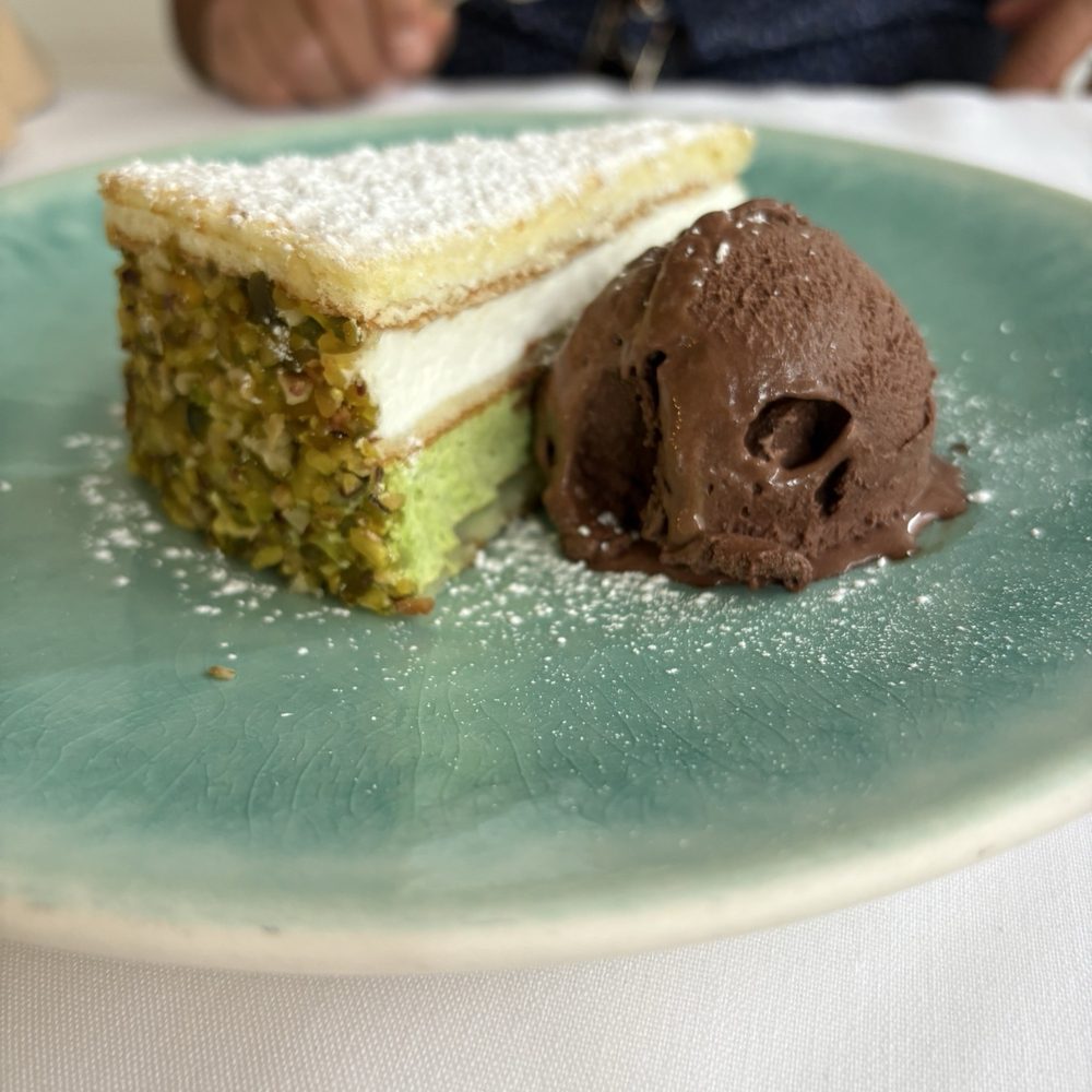 Grazie Bistro - Pistachio torte with chocolate gelato - wow - Pizza Near Me - Lawrenceville, New Jersey