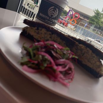 Roots Coffee - Chicken salad sandwich on wheat bread. Aside is a vanilla latte with caramel syrup. DEL-ICI-OUS!!!! - Coffee & Tea Near Me - Sacramento, California Roots Coffee - Chicken salad sandwich on wheat bread. Aside is a vanilla latte with caramel syrup. DEL-ICI-OUS!!!! - Coffee & Tea Near Me - Sacramento, California