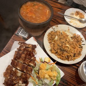 Photo of Toyose - San Francisco, CA, United States. Chicken katsu, kimchi stew, kimchi fried rice with beef