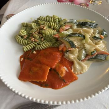 Il Cielo - Three pastas! Couldn't decide which I loved more - either the pesto with pine nuts or the cheesy bowties with zucchini! - Italian Near Me - Beverly Hills, California