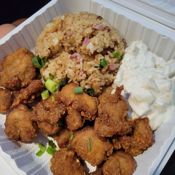 Pancakes & Waffles - Korean chicken with fried rice and potato salad. - Breakfast & Brunch Near Me - Honolulu, Hawaii Pancakes & Waffles - Korean chicken with fried rice and potato salad. - Breakfast & Brunch Near Me - Honolulu, Hawaii