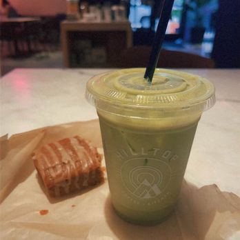 Hilltop Coffee and Kitchen - Matcha Latte with oatmilk Sweet potato loaf - Coffee & Tea Near Me - Los Angeles, California Hilltop Coffee and Kitchen - Matcha Latte with oatmilk Sweet potato loaf - Coffee & Tea Near Me - Los Angeles, California