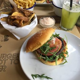 Green Burger and Fries