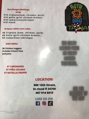 Menu photo 1 Ruta Taina St. Cloud, FL