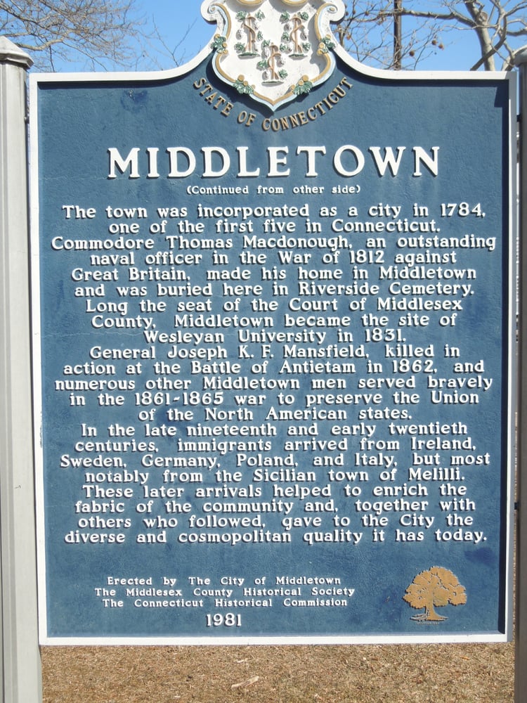 MIDDLETOWN HISTORICAL MARKER Updated December 2024 Main Street and
