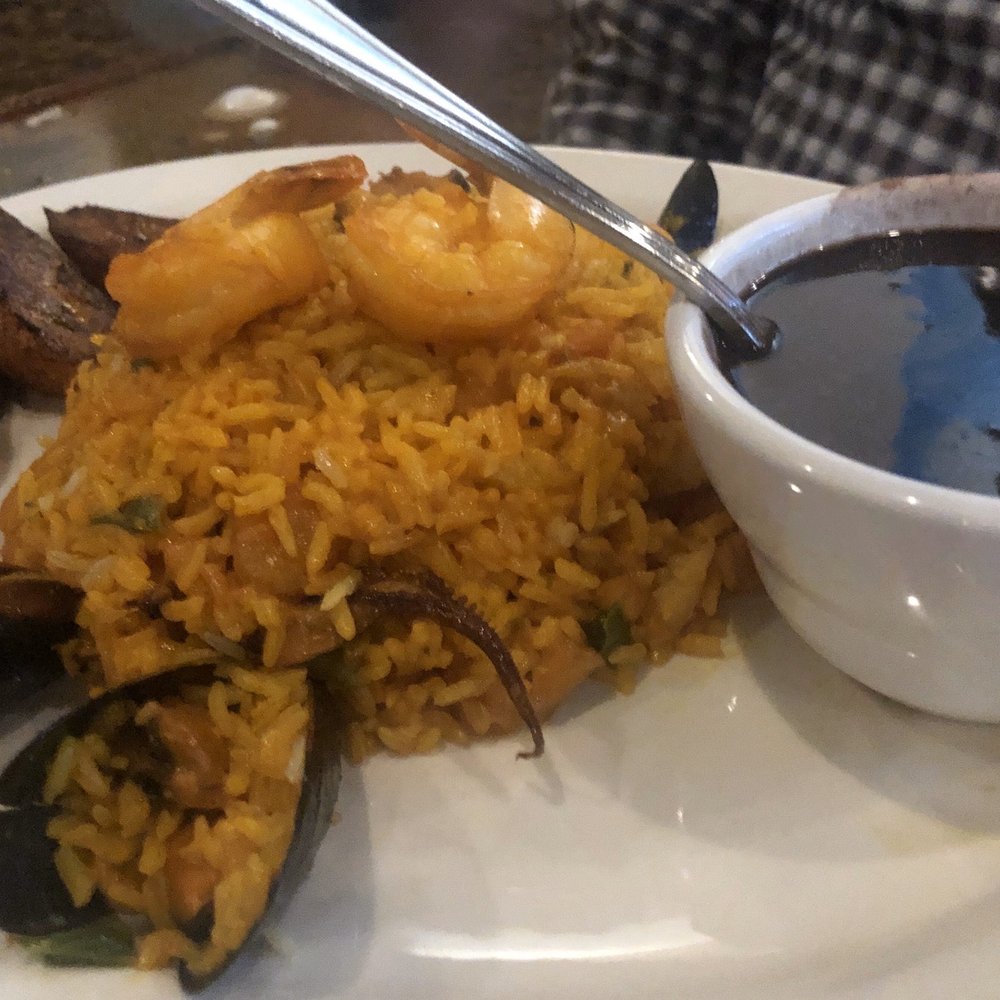 Bella Cuba - Seafood paella with black beans and yellow rice - Cuban Near Me - Miami Beach, Florida Bella Cuba - Seafood paella with black beans and yellow rice - Cuban Near Me - Miami Beach, Florida