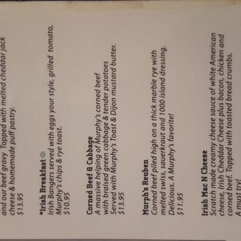Murphy's Law - Menu - Irish Near Me - Chandler, Arizona