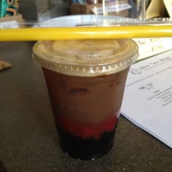 Asha Tea House - Strawberry Black Tea with boba ~ really really yummy!! - Tea Rooms Near Me - Berkeley, California