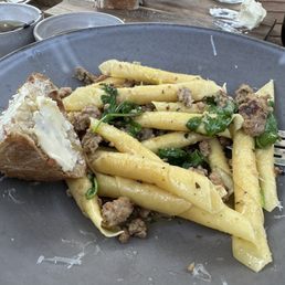 Homemade sausage and homemade pasta. So good.