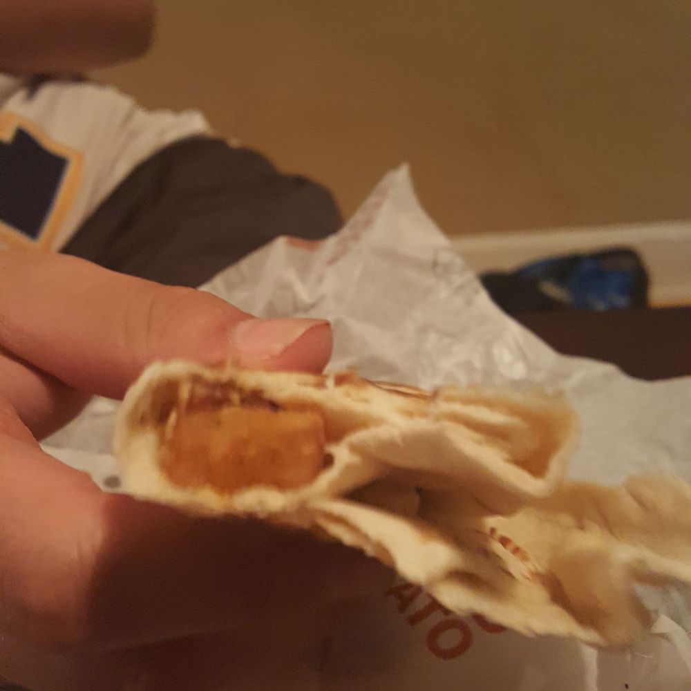 Taco Bell - Loaded potato with 1 !!$$@@%! Piece of potato. I hate this taco bell. I hope they shut down. - Fast Food Near Me - Troutman, North Carolina Taco Bell - Loaded potato with 1 !!$$@@%! Piece of potato. I hate this taco bell. I hope they shut down. - Fast Food Near Me - Troutman, North Carolina