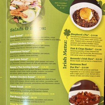 Sieb's Pub - Menu of salads, soups, and Irish foods in March 2026 - Irish Near Me - Pittsburgh, Pennsylvania