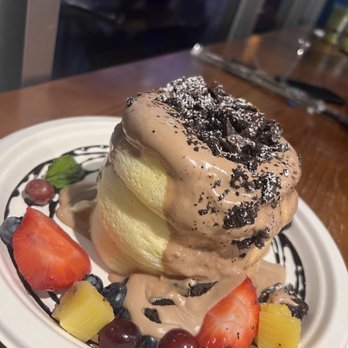 Motto Tea Cafe - Nutellamisu Mousse Souffle Pancake - Desserts Near Me - Pasadena, California Motto Tea Cafe - Nutellamisu Mousse Souffle Pancake - Desserts Near Me - Pasadena, California