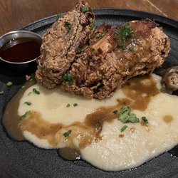 Crispy Fried Chicken with gravy and honey side