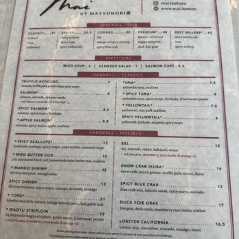 Mai - Menu - Izakaya Near Me - Boston, Massachusetts