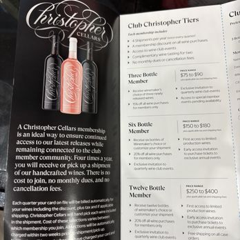 Christopher Cellars - Membership tiers - Wine Tasting Room Near Me - Elk Grove, California
