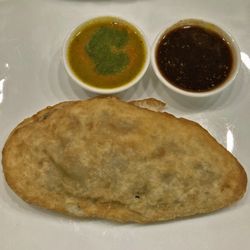 Drupati’s Roti and Doubles - Aloo Pie (Gourmet Doubles) with Shrimps