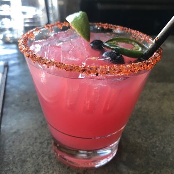 Farmer's Table - What in the blue blazes Blueberry & jalapeño infused Tequila - New American Near Me - La Mesa, California