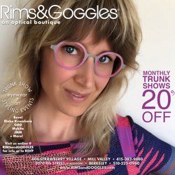 Rims & Goggles - Save 20% on Frame & Lenses during our Monthly Trunk Shows and Styling Events!