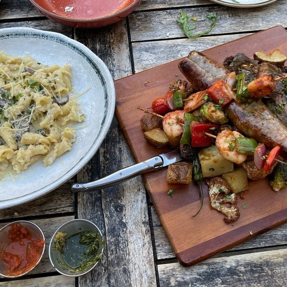 Brava Garden Eatery - Campanelli Mushroom and "Surf and Turf" platter - Wine Bars Near Me - Pleasanton, California Brava Garden Eatery - Campanelli Mushroom and "Surf and Turf" platter - Wine Bars Near Me - Pleasanton, California