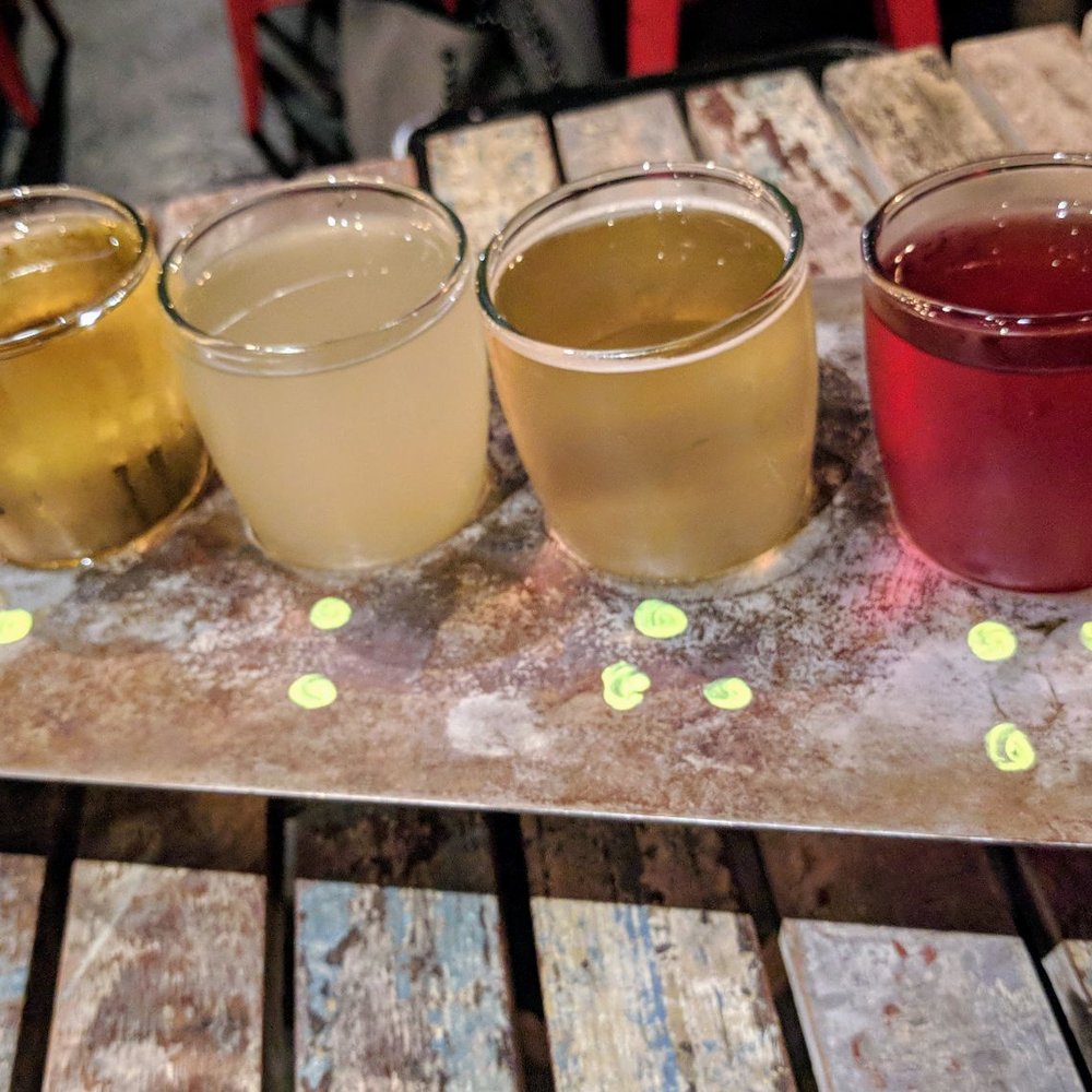 Urban Tree Cidery - Orchard flight: vintage gala, wild buzz, sweet heat, peary good. - Beer, Wine & Spirits Near Me - Atlanta, Georgia Urban Tree Cidery - Orchard flight: vintage gala, wild buzz, sweet heat, peary good. - Beer, Wine & Spirits Near Me - Atlanta, Georgia
