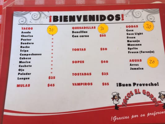 Menu photo 2 Tacos El Gordo Tijuana, BCN