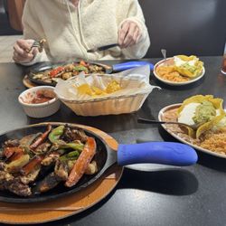 La Ruleta Mexican Restaurant - CHICKEN FAJITAS with freshly made chips and salsa