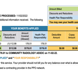 Community Radiology Associates Inc - Same amount paid by insurance to provider 5 months later