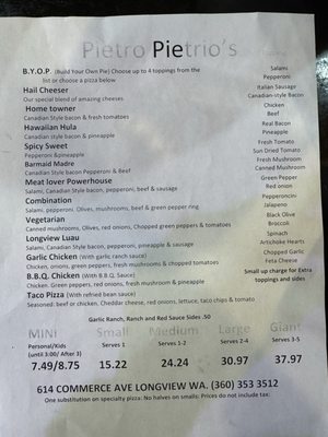 Menu photo 2 Pie@Trios Longview, WA Menu photo 2 Pie@Trios Longview, WA