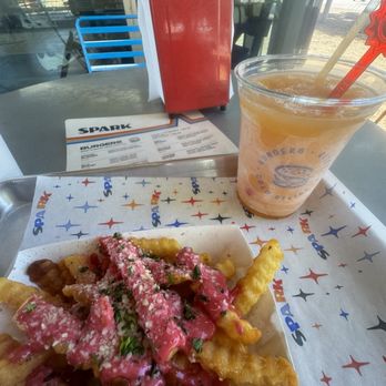 Spark - Pink fries & frozen peach club special - Burgers Near Me - Oklahoma City, Oklahoma
