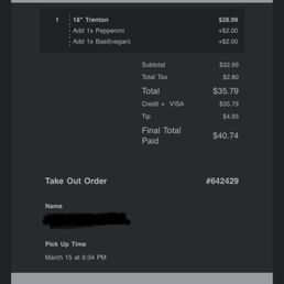 Receipt showing I should have gotten basil
